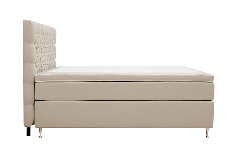 Hilton lyx Komplet Sengepakke 160x200 cm Kontinentalseng med knapdekoreret sengegavl - Beige - Møbler - Senge - Komplet sengepakke