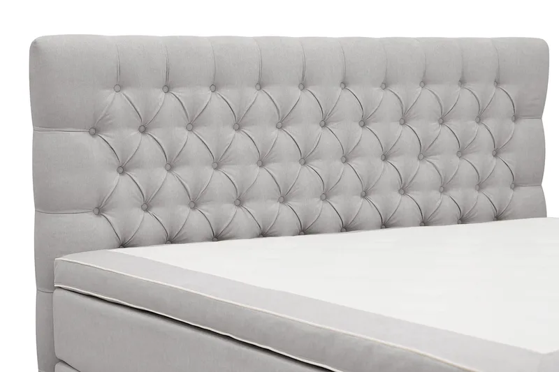 Hilton Lyx Komplet Sengepakke 160x200 cm Kontinentalseng med knapdekoreret sengegavl - Grå - Møbler - Senge - Kontinentalsenge