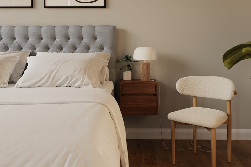 Hilton lyx Komplet Sengepakke 160x200 cm Kontinentalseng med knapdekoreret sengegavl - Grå - Møbler - Senge - Komplet sengepakke