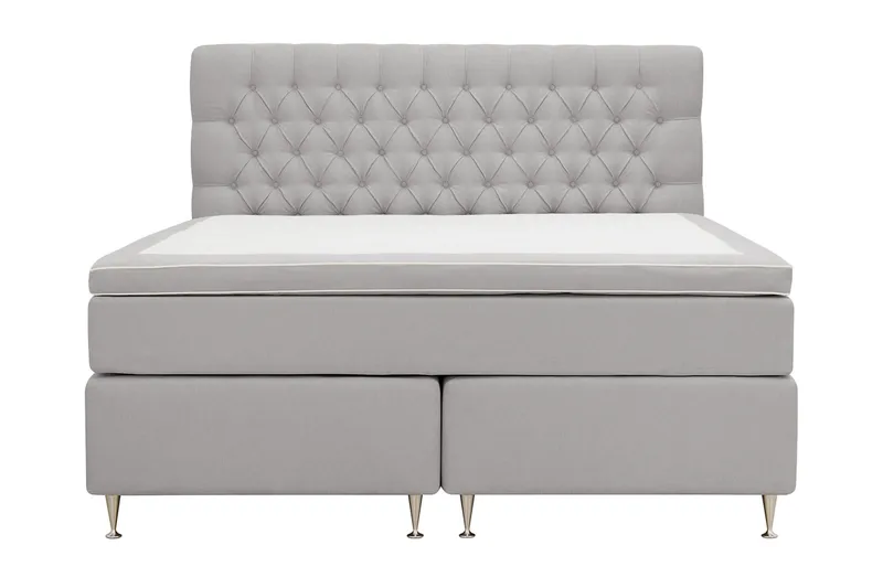 Hilton Lyx Komplet Sengepakke 160x200 cm Kontinentalseng med knapdekoreret sengegavl - Grå - Møbler - Senge - Kontinentalsenge