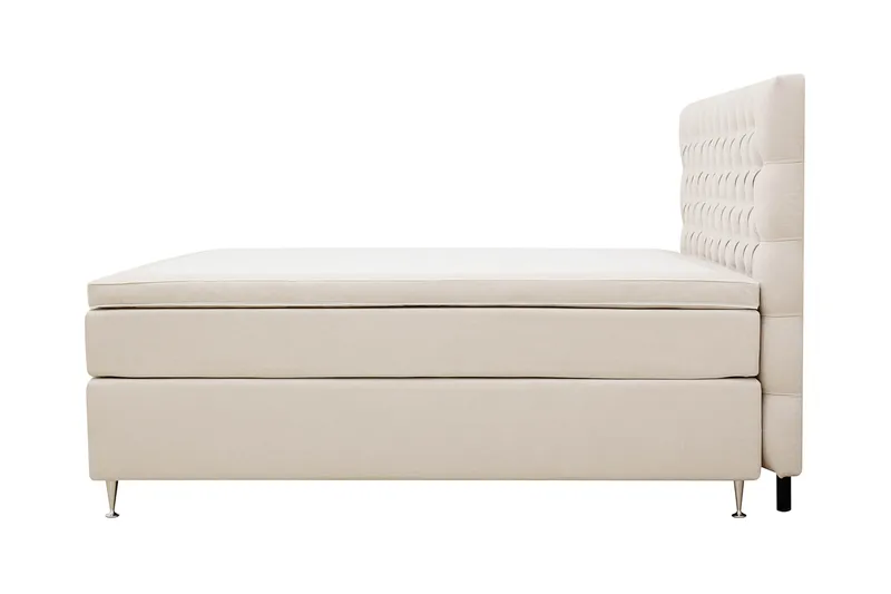 Hilton Lyx Komplet Sengepakke 160x200 cm Kontinentalseng med knapdekoreret sengegavl - Lys beige - Møbler - Senge - Kontinentalsenge