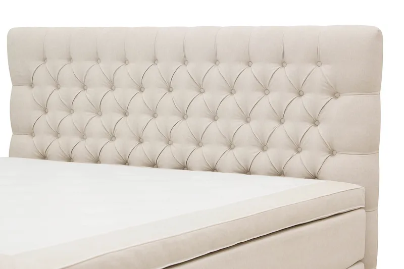Hilton Lyx Komplet Sengepakke 160x200 cm Kontinentalseng med knapdekoreret sengegavl - Lys beige - Møbler - Senge - Kontinentalsenge