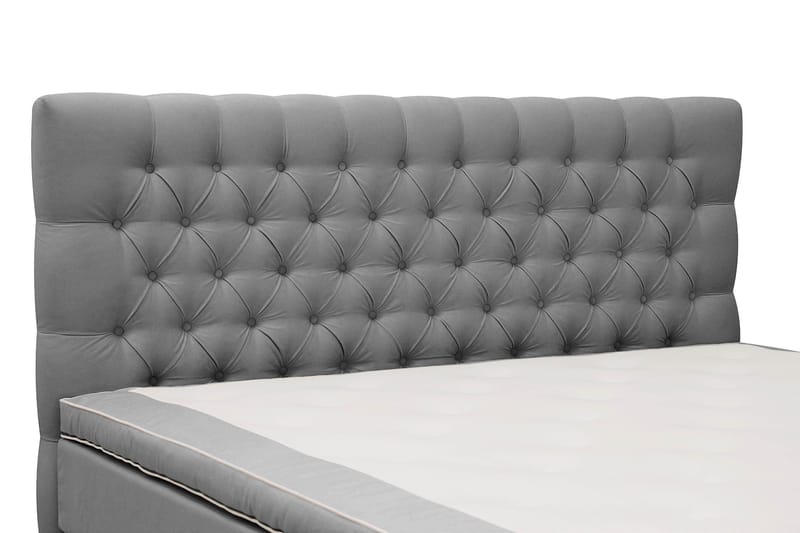 Hilton lyx Komplet Sengepakke 160x200 cm Kontinentalseng med knapdekoreret sengegavl - Lysegrå - Møbler - Senge - Komplet sengepakke