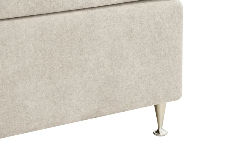 Hilton Lyx Komplet sengepakke 160x200 cm Kontinentalseng med knappet sengegavl i chenille - Beige - Møbler - Senge - Kontinentalsenge
