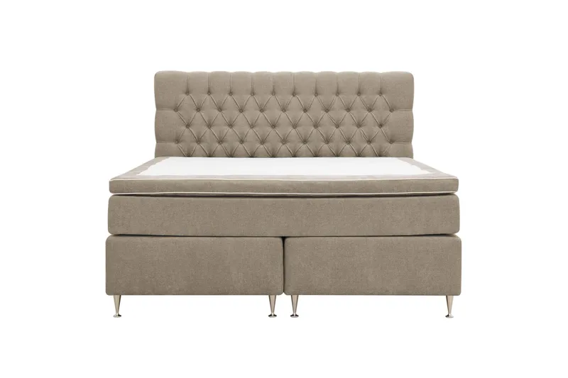 Hilton Lyx Komplet sengepakke 160x200 cm Kontinentalseng med knappet sengegavl i chenille, Brun