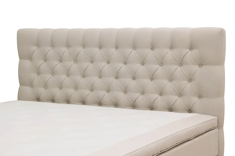 Hilton Lyx Komplet Sengepakke 160x200 cm Kontinentalseng med knapstukket sengegavl i fløjl - Beige / Fløjl - Møbler - Senge - Kontinentalsenge