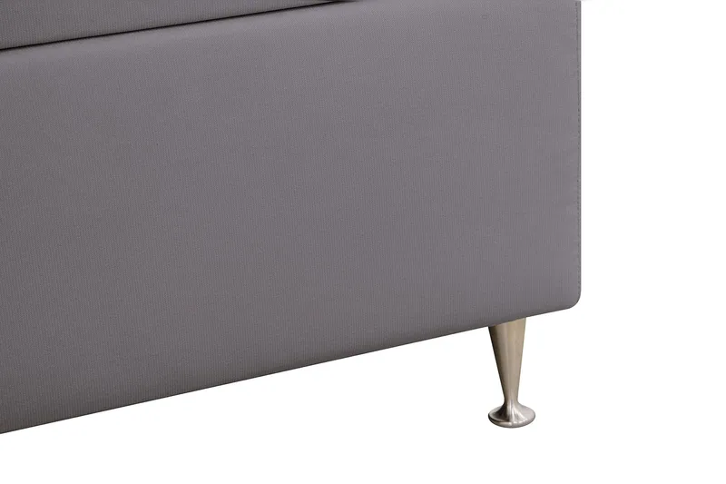 Hilton Lyx Komplet Sengepakke 160x200 cm Kontinentalseng med knapstukket sengegavl i fløjl - Grå / Fløjl - Møbler - Senge - Kontinentalsenge