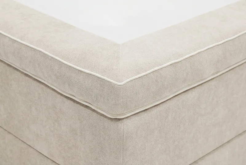 Hilton Lyx komplet sengepakke 180x200 cm kontinentalseng med knapbetrukket sengegavl i chenille - Beige - Møbler - Senge - Kontinentalsenge