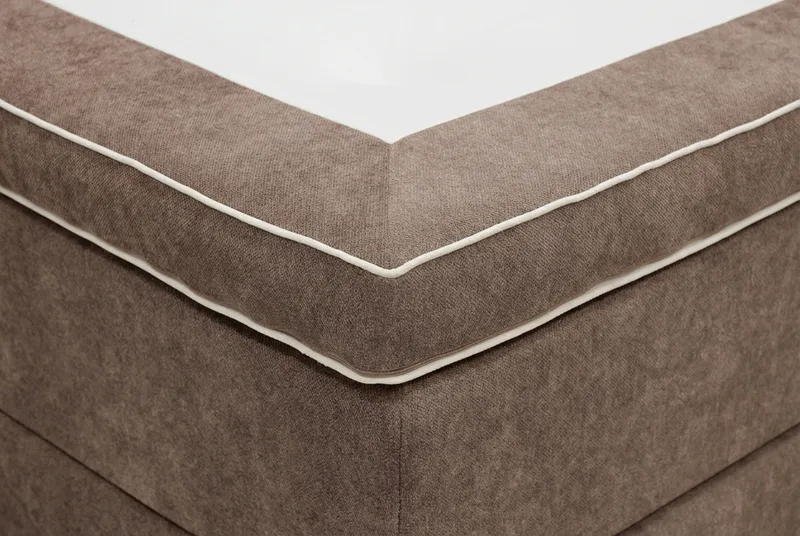 Hilton Lyx komplet sengepakke 180x200 cm kontinentalseng med knapbetrukket sengegavl i chenille - Mørkebrun - Møbler - Senge - Kontinentalsenge