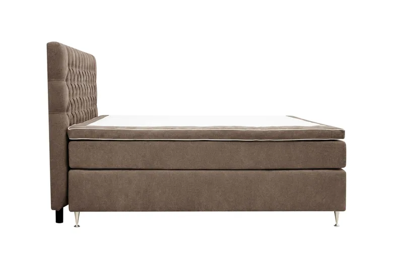 Hilton Lyx komplet sengepakke 180x200 cm kontinentalseng med knapbetrukket sengegavl i chenille - Mørkebrun - Møbler - Senge - Kontinentalsenge