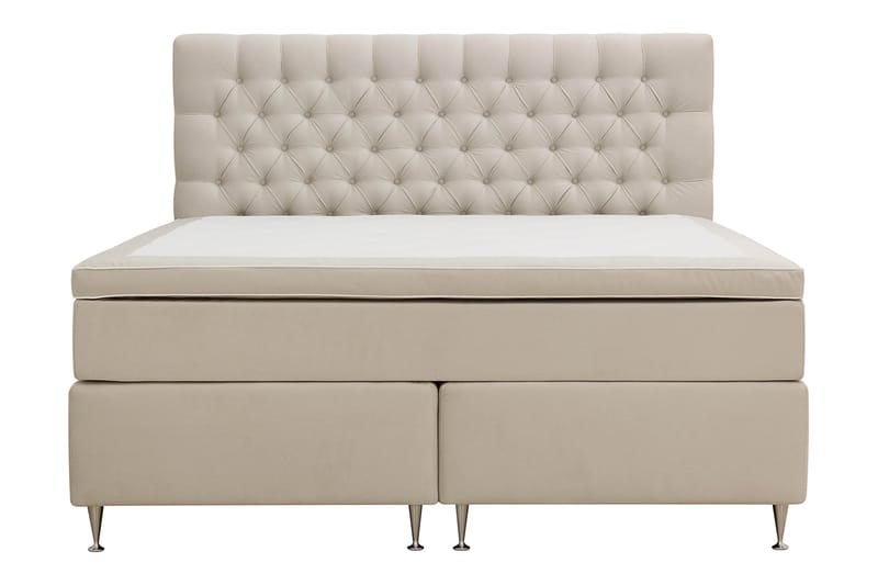 Hilton lyx Komplet Sengepakke 180x200 cm Kontinentalseng med knapdekoreret sengegavl - Beige - Møbler - Senge - Komplet sengepakke