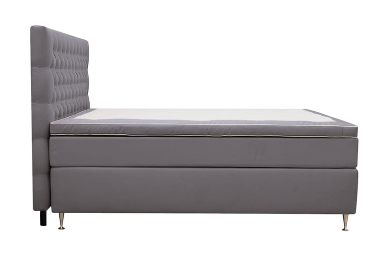 Hilton lyx Komplet Sengepakke 180x200 cm Kontinentalseng med knapdekoreret sengegavl - Grå - Møbler - Senge - Komplet sengepakke