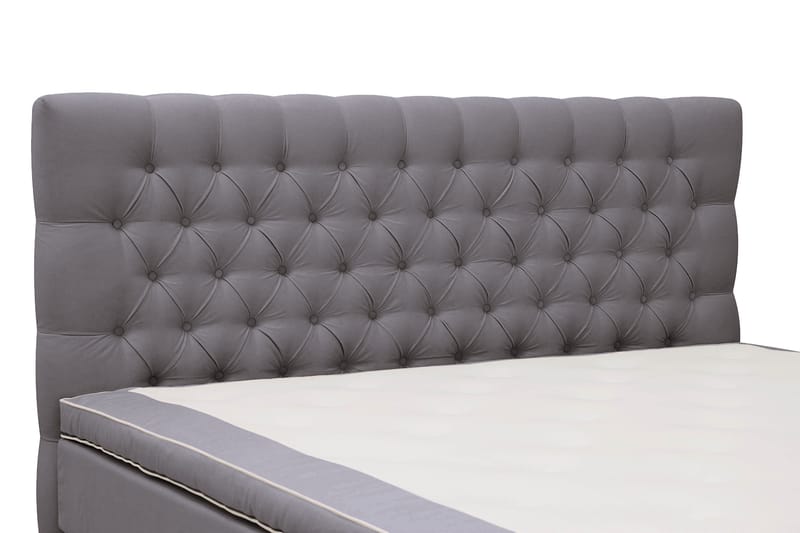 Hilton lyx Komplet Sengepakke 180x200 cm Kontinentalseng med knapdekoreret sengegavl - Grå - Møbler - Senge - Komplet sengepakke