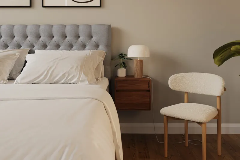 Hilton Lyx Komplet Sengepakke 180x200 cm Kontinentalseng med knapdekoreret sengegavl - Grå - Møbler - Senge - Kontinentalsenge