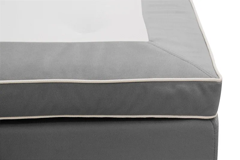 Hilton Lyx Komplet Sengepakke 180x200 cm Kontinentalseng med knapdekoreret sengegavl i fløjl - Lysegrå - Møbler - Senge - Kontinentalsenge