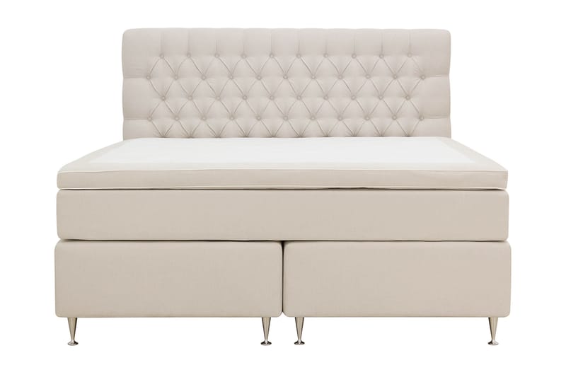 Hilton lyx Komplet Sengepakke 180x200 cm Kontinentalseng med knapdekoreret sengegavl - Lys beige - Møbler - Senge - Komplet sengepakke