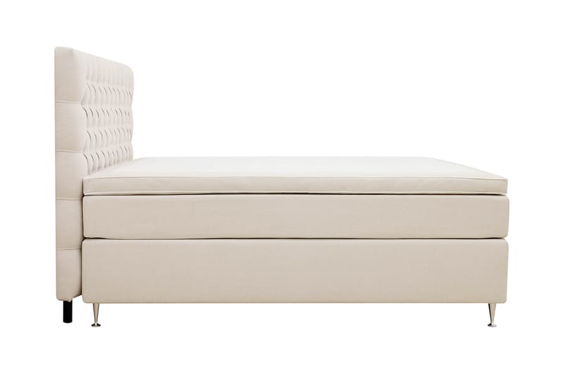 Hilton lyx Komplet Sengepakke 180x200 cm Kontinentalseng med knapdekoreret sengegavl - Lys beige - Møbler - Senge - Komplet sengepakke