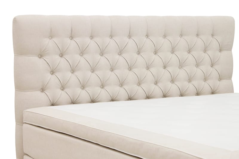 Hilton lyx Komplet Sengepakke 180x200 cm Kontinentalseng med knapdekoreret sengegavl - Lys beige - Møbler - Senge - Komplet sengepakke
