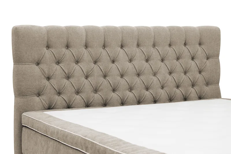 Hilton Lyx Komplet sengepakke 180x200 cm Kontinentalseng med knappet sengegavl i chenille - Brun - Møbler - Senge - Kontinentalsenge