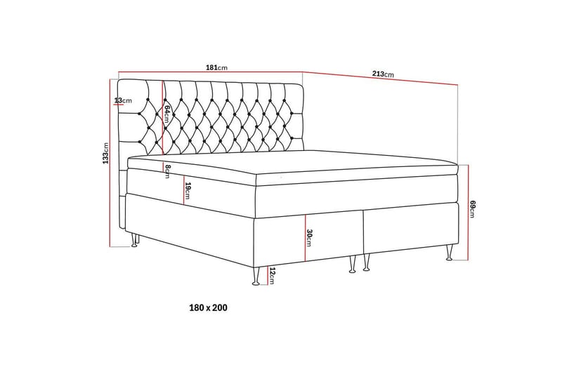 Hilton Lyx Komplet Sengepakke 180x200 cm Kontinentalseng med knapstukket sengegavl i bouclé - Ivory / Bouclé - Møbler - Senge - Komplet sengepakke