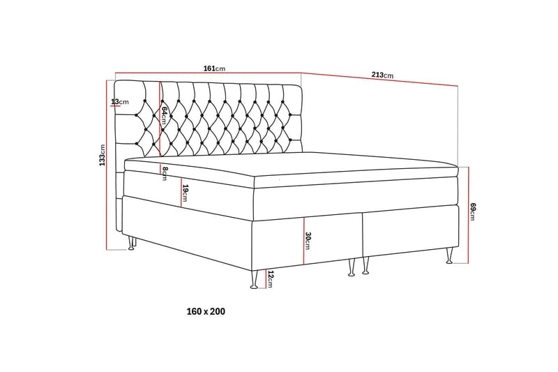 Hilton Lyx Kontinentalseng 160x200 cm - Grå - Møbler - Senge - Kontinentalsenge
