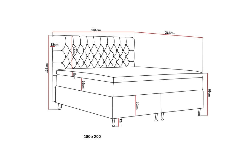 Hilton Lyx Kontinentalseng 180x200 cm - Grå - Møbler - Senge - Kontinentalsenge