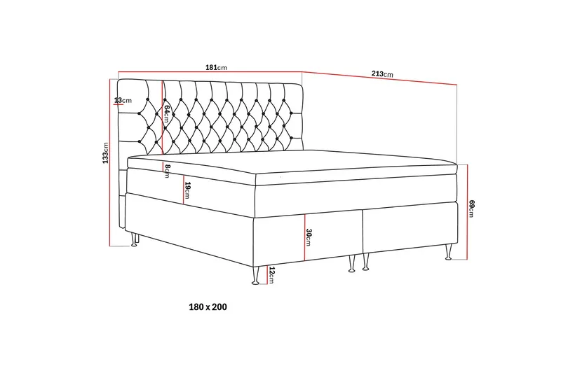 Hilton Lyx Kontinentalseng 180x200 cm - Lysegrå - Møbler - Senge - Kontinentalsenge