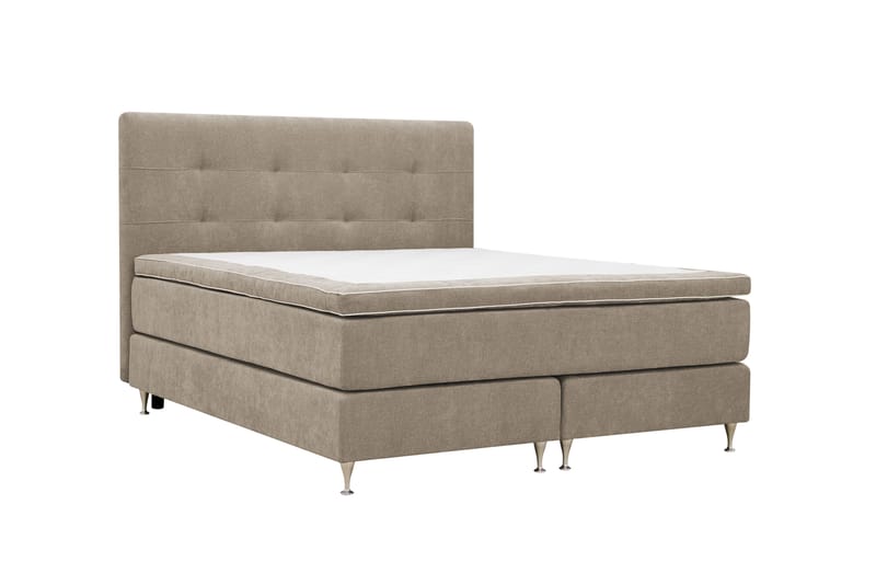 Hilton Premium Komplet Sengepakke 180x200 cm Kontinentalseng med Sengegavl - Lysebrun Stof - Møbler - Senge - Kontinentalsenge