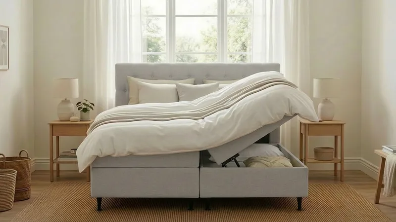 Hilton Plus Komplet sengepakke med opbevaring 180x200 cm - Grå - Møbler - Senge - Kontinentalsenge