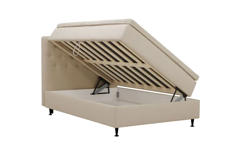 Hilton Plus Komplet sengepakke med opbevaring 120x200 cm - Beige - Møbler - Senge - Kontinentalsenge