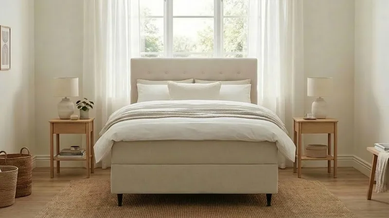 Hilton Plus Komplet sengepakke med opbevaring 120x200 cm - Lys beige - Møbler - Senge - Kontinentalsenge