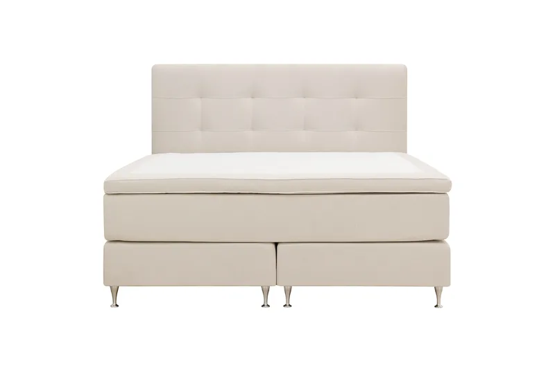 Hilton Premium Komplet Sengepakke 160x200 cm Kontinentalseng med Sengegavl - Beige Stof - Møbler - Senge - Kontinentalsenge