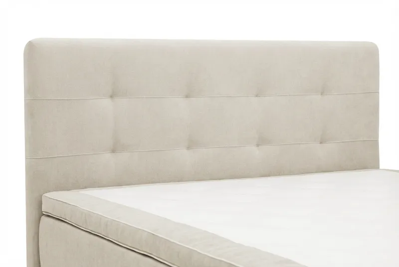 Hilton Premium komplet sengepakke 160x200 cm kontinentalseng med sengegavl - Beige stof - Møbler - Senge - Kontinentalsenge