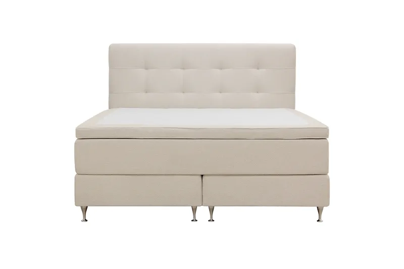 Hilton Premium Komplet Sengepakke 160x200 cm Kontinentalseng med Sengegavl, Beige Bouclé