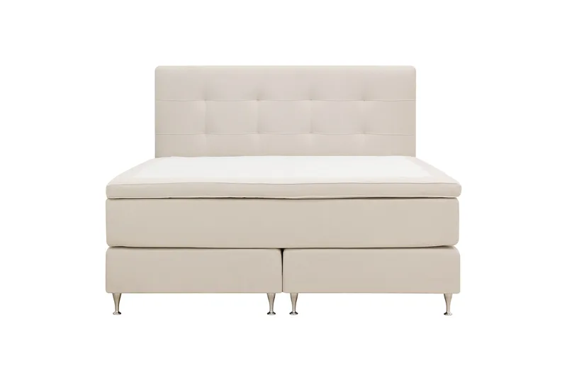 Hilton Premium Komplet Sengepakke 160x200 cm Kontinentalseng med Sengegavl, Beige Stof