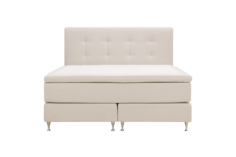 Hilton Premium Komplet Sengepakke 180x200 cm Kontinentalseng med Sengegavl - Beige Stof - Møbler - Senge - Kontinentalsenge