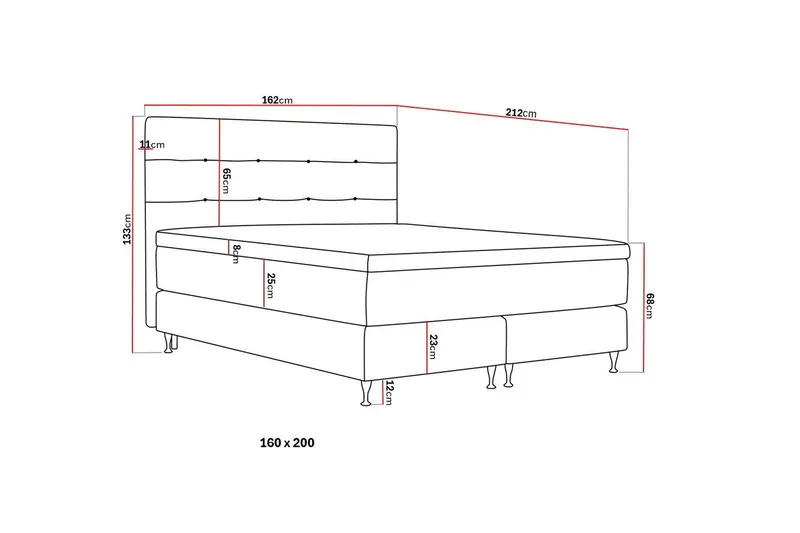 Hilton Premium Komplet Sengepakke 160x200 cm Kontinentalseng med Sengegavl - Beige Stof - Møbler - Senge - Kontinentalsenge