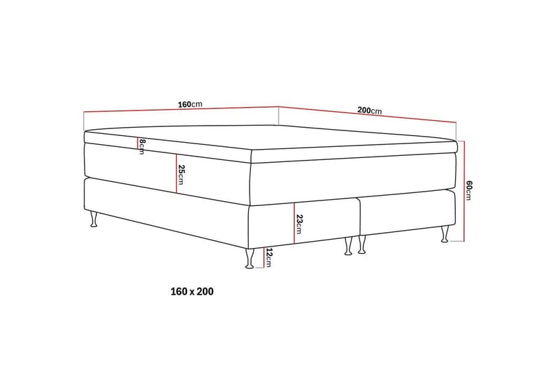 Hilton Premium Kontinentalseng 160x200 cm - Beige Stof - Møbler - Senge - Kontinentalsenge