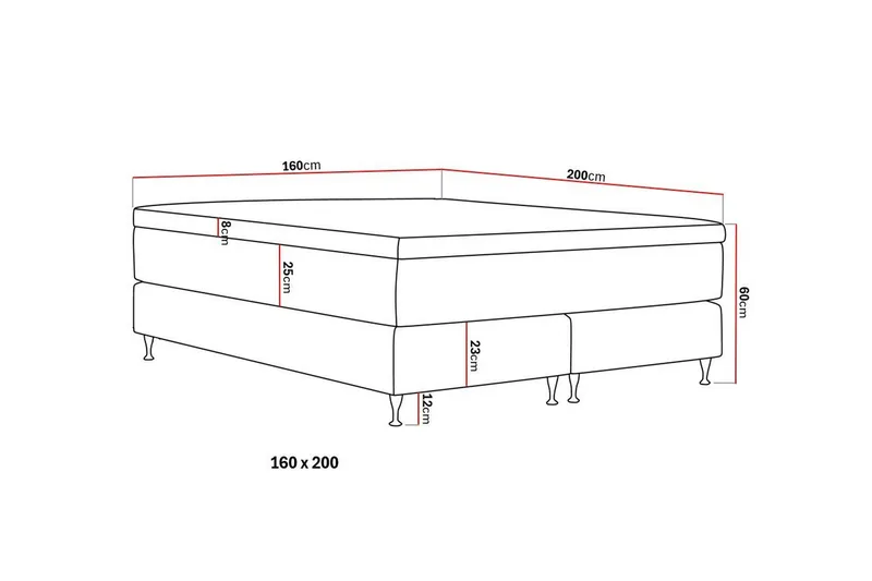 Hilton Premium Kontinentalseng 160x200 cm - Beige Bouclé - Møbler - Senge - Kontinentalsenge