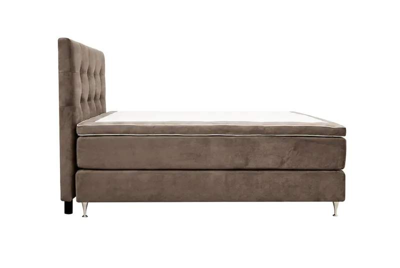 Hilton Premium komplet sengepakke 180x200 cm kontinentalseng med sengegavl - Brun stof - Møbler - Senge - Kontinentalsenge