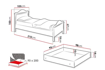 Hilts Sengeramme 90x200 cm - Grøn - Møbler - Senge - Sengeramme & sengestel