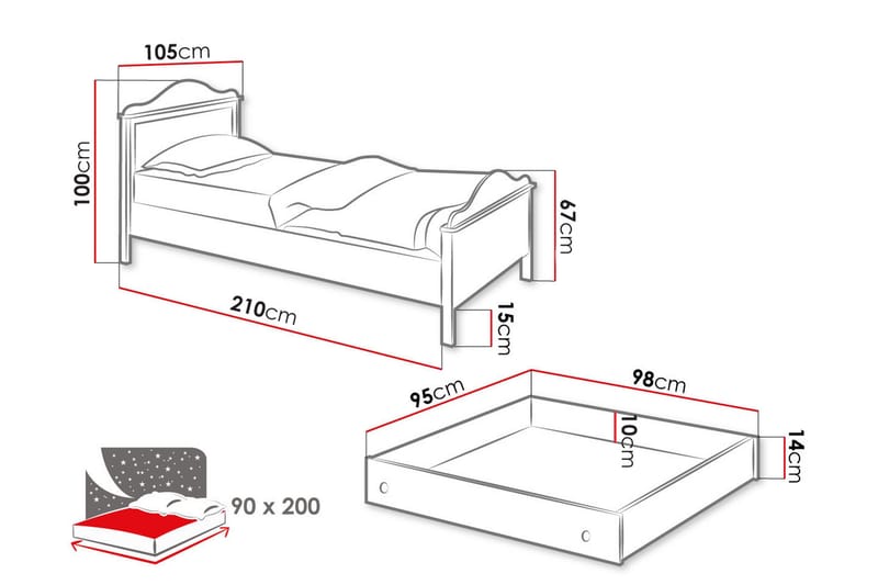 Hilts Sengeramme 90x200 cm - Grøn - Møbler - Senge - Sengeramme & sengestel