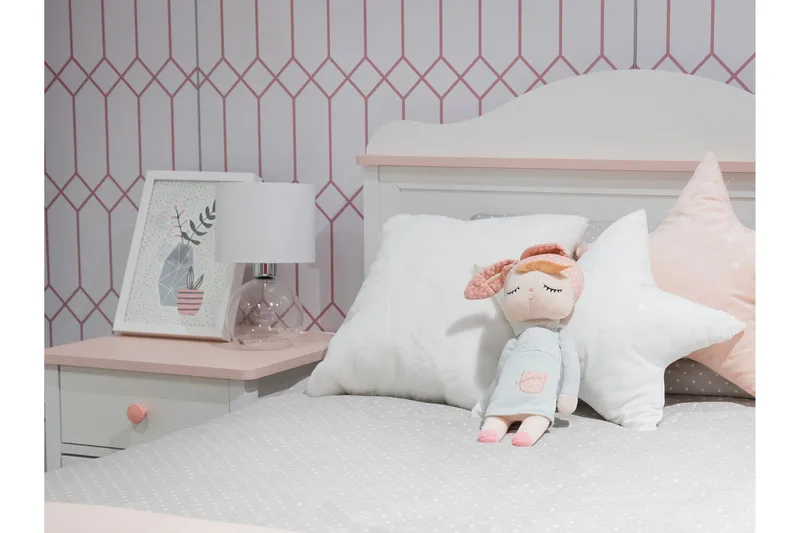 Hilts Sengeramme 90x200 cm - Hvid/Pink - Møbler - Senge - Sengeramme & sengestel