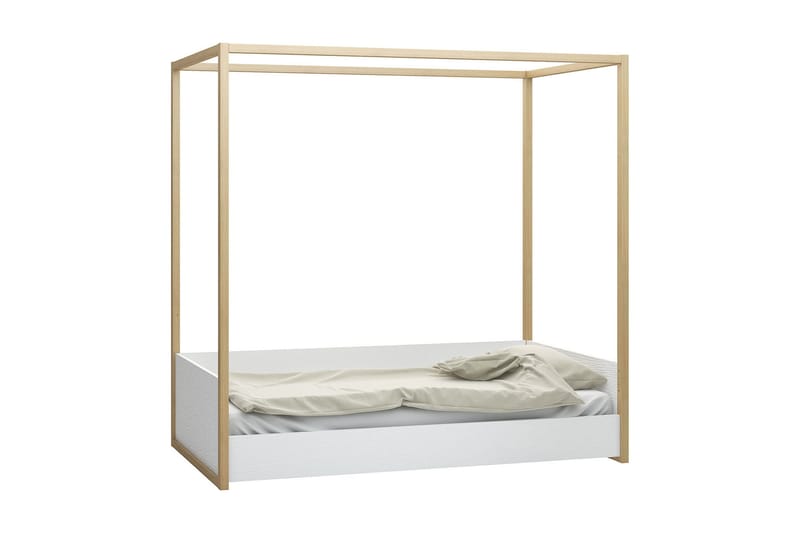 4You Seng 90x200 cm Hvid/Træ/Natur - VOX - Møbler - Senge - Himmelseng