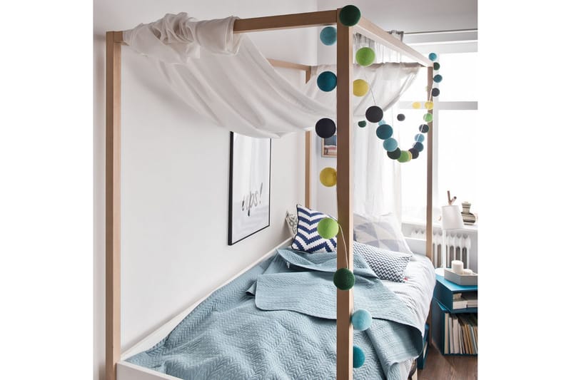 4You Seng 90x200 cm Hvid/Træ/Natur - VOX - Møbler - Senge - Himmelseng