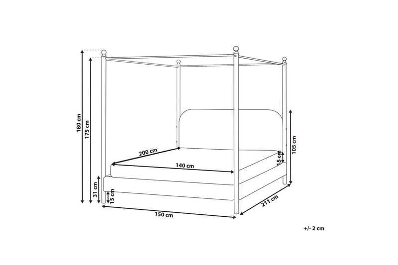 Himmelseng Dannemois - Hvid, Sort, 140x200 cm - Møbler - Senge - Himmelseng