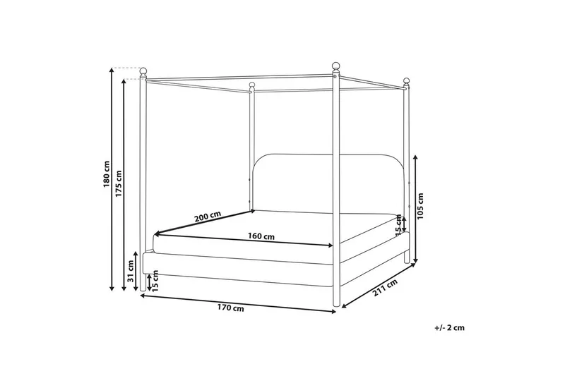 Himmelseng Dannemois - Hvid, Sort, 160x200 cm - Møbler - Senge - Himmelseng