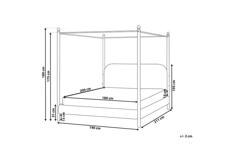 Himmelseng Dannemois - Hvid, Sort, 180x200 cm - Møbler - Senge - Himmelseng