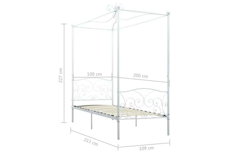 Sengestel Til Himmelseng 100 X 200 Cm Metal Hvid - Hvid - Møbler - Senge - Himmelseng