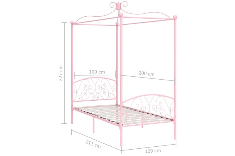 sengestel til himmelseng 100 x 200 cm metal pink - Lyserød - Møbler - Senge - Himmelseng